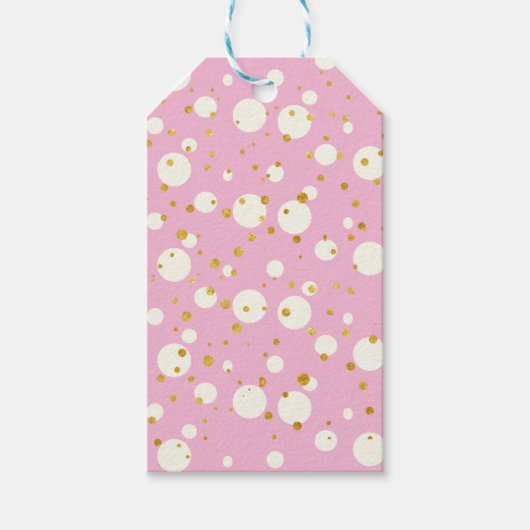 Modern Geometrisch Patroon Roze Kerstmis Cadeaulabel (Voorkant)