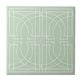 Modern Geometrisch Patroon Saliegroen Tegeltje