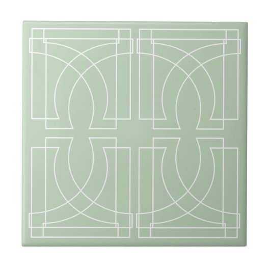 Modern Geometrisch Patroon Saliegroen Tegeltje (Voorkant)
