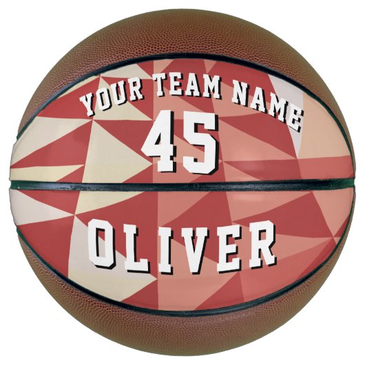 Modern Geometrisch Patroon Team Naam Nummer Basketbal (Voorkant)