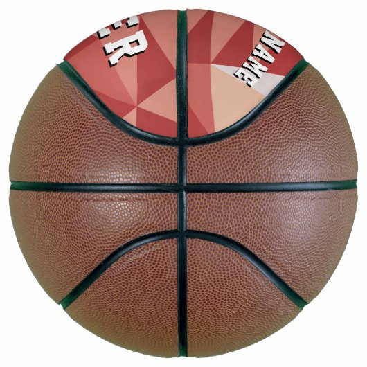Modern Geometrisch Patroon Team Naam Nummer Basketbal (Rechts)