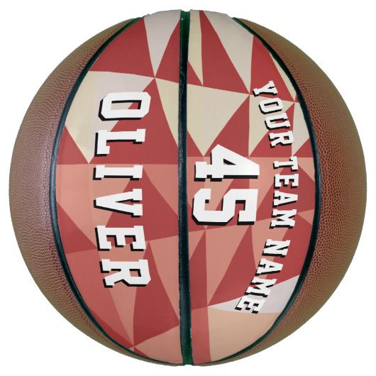 Modern Geometrisch Patroon Team Naam Nummer Basketbal (Verticaal)