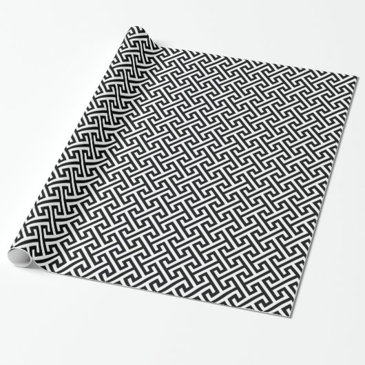 Modern geometrisch patroon van zwarte en witte gri cadeaupapier (Uitgerold)