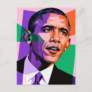 Modern geometrisch portret van Barack Obama Briefkaart