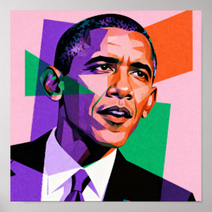 Modern geometrisch portret van Barack Obama Poster