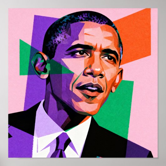 Modern geometrisch portret van Barack Obama Poster (Voorkant)