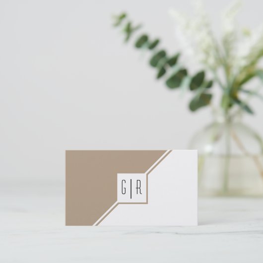 modern geometrisch profiel van het zwart-wit monog visitekaartje (Staand voorkant)