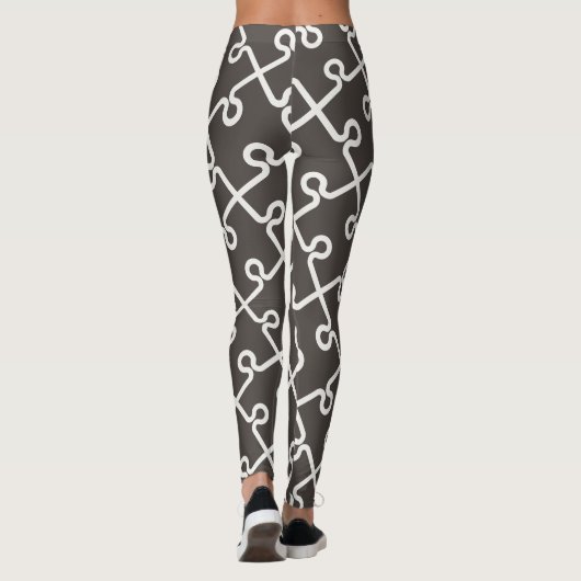 Modern geometrisch puzzel patroon leggings (Achterkant)