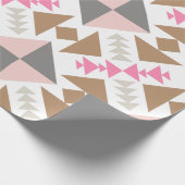 Modern geometrisch quilt-ontwerp in roze en koper cadeaupapier (Hoek)