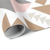 Modern geometrisch quilt-ontwerp in roze en koper cadeaupapier (Rol Hoek)