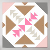 Modern geometrisch quilt-ontwerp in roze en koper poster (Voorkant)