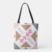 Modern geometrisch quilt-ontwerp in roze en koper tote bag (Achterkant)