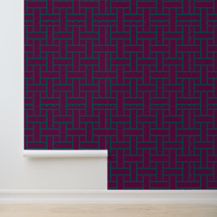 Modern geometrisch rasterpatroon   Plum Paarse Bla Behang