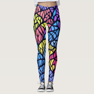Modern geometrisch regenboog Glas in lood Leggings