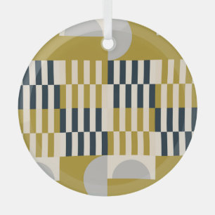 Modern geometrisch, retro Scandinavisch patroon Glas Ornament