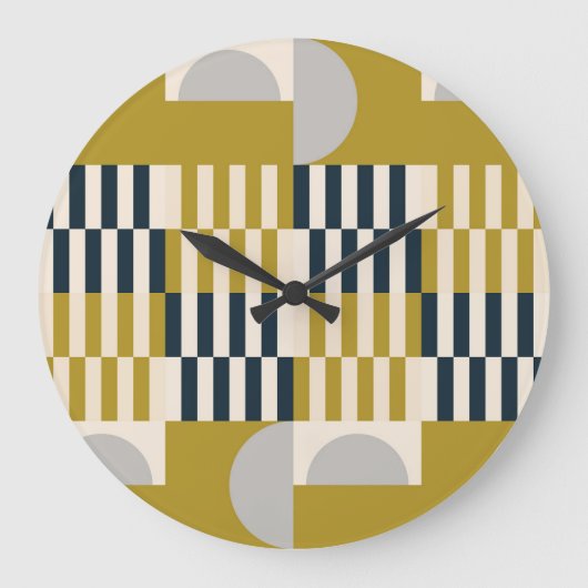 Modern geometrisch, retro Scandinavisch patroon Grote Klok (Voorkant)