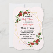 Modern Geometrisch Rood Bloemen-glitter Baby-showe Kaart (Voorkant)