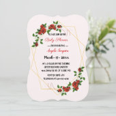 Modern Geometrisch Rood Bloemen-glitter Baby-showe Kaart (Staand voorkant)