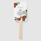 Modern Geometrisch Rood Bloemen Huwelijksprogramma Handwaaier (Achterkant)