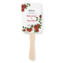 Modern Geometrisch Rood Bloemen Huwelijksprogramma