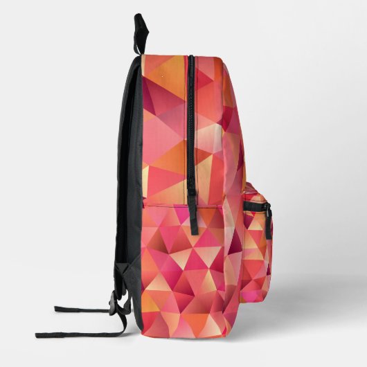 Modern Geometrisch Rood Sinaasappel Roze Monogram Bedrukte Rugzak (Links)