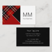 Modern Geometrisch Rood Tartan Plaid Gepersonalise Visitekaartje (Voorkant / Achterkant)
