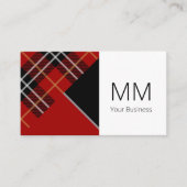 Modern Geometrisch Rood Tartan Plaid Gepersonalise Visitekaartje (Voorkant)