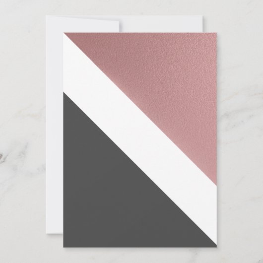 Modern Geometrisch Roos Gold en Charcoal Gray Wedd Kaart (Achterkant)