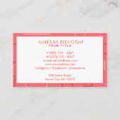 Modern geometrisch roze rode pixel vierkant patroo visitekaartje (Achterkant)