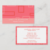 Modern geometrisch roze rode pixel vierkant patroo visitekaartje (Voorkant / Achterkant)