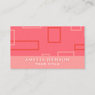 Modern geometrisch roze rode pixel vierkant patroo visitekaartje