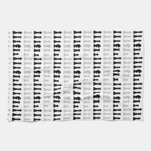 Modern geometrisch schaakstuk spelpatroon theedoek (Horizontaal)