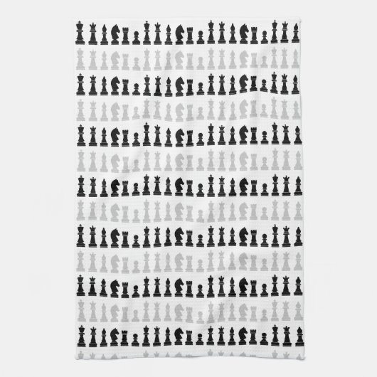 Modern geometrisch schaakstuk spelpatroon theedoek (Verticaal)