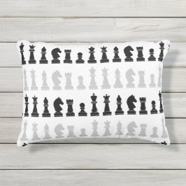 Modern geometrisch schaakstuk zwart wit patroon buitenkussen
