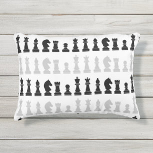 Modern geometrisch schaakstuk zwart wit patroon buitenkussen