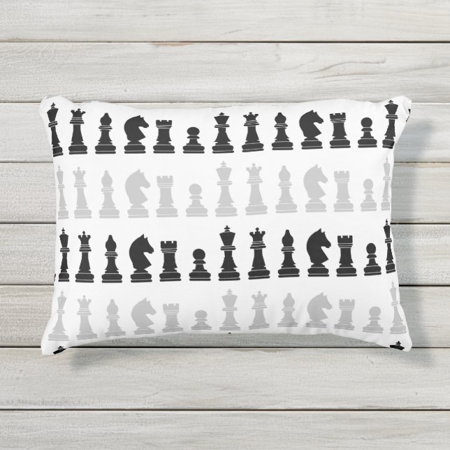 Modern geometrisch schaakstuk zwart wit patroon buitenkussen (Voorkant)