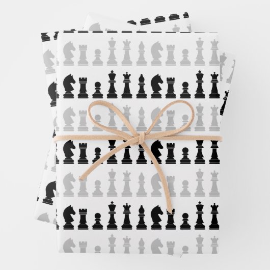 Modern Geometrisch Schaakstukken Spel Patroon Inpakpapier Vel (In situ)