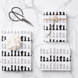 Modern Geometrisch Schaakstukken Spel Patroon Inpakpapier Vel