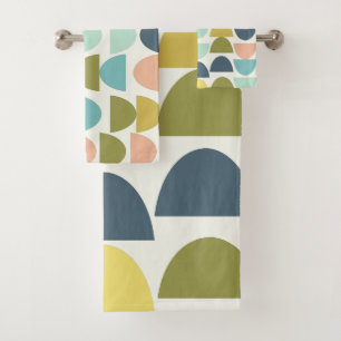 Modern geometrisch stijlvol aards Boho blauw groen Bad Handdoek