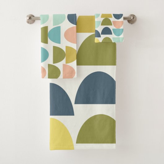 Modern geometrisch stijlvol aards Boho blauw groen Bad Handdoek (Insitu)