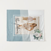 Modern geometrisch stoffig blauw Vrijgezellenfeest Wandkleed (Voorkant (horizontaal))