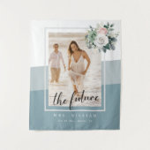 Modern geometrisch stoffig blauw Vrijgezellenfeest Wandkleed (Voorkant)