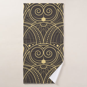 modern geometrisch tegelpatroon. gouden lijn badhanddoek