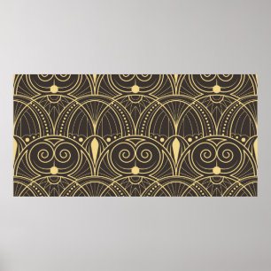 modern geometrisch tegelpatroon. gouden lijn poster