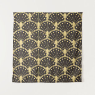  modern geometrisch tegelpatroon. gouden lijn wandkleed