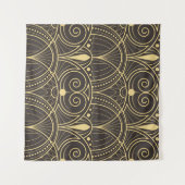 modern geometrisch tegelpatroon. gouden lijn wandkleed (Voorkant (horizontaal))