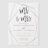 Modern geometrisch terrarium Mr. & Mrs. Wedding Vellum Uitnodigingen (Voorkant)