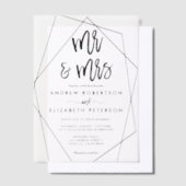 Modern geometrisch terrarium Mr. & Mrs. Wedding Vellum Uitnodigingen (Offset)