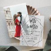 Modern geometrisch terrarium Mr. & Mrs. Wedding Vellum Uitnodigingen