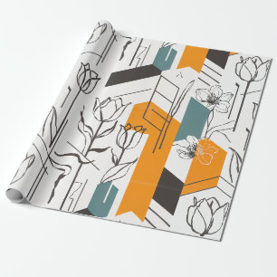 Modern geometrisch tulp lijnkunstpatroon cadeaupapier